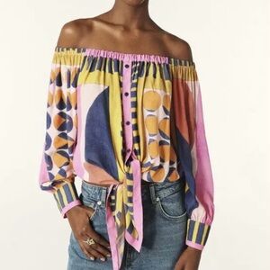 BA&SH MALENA long sleeve off the shoulder shirt size 2 (Medium) M NWT Rare find!